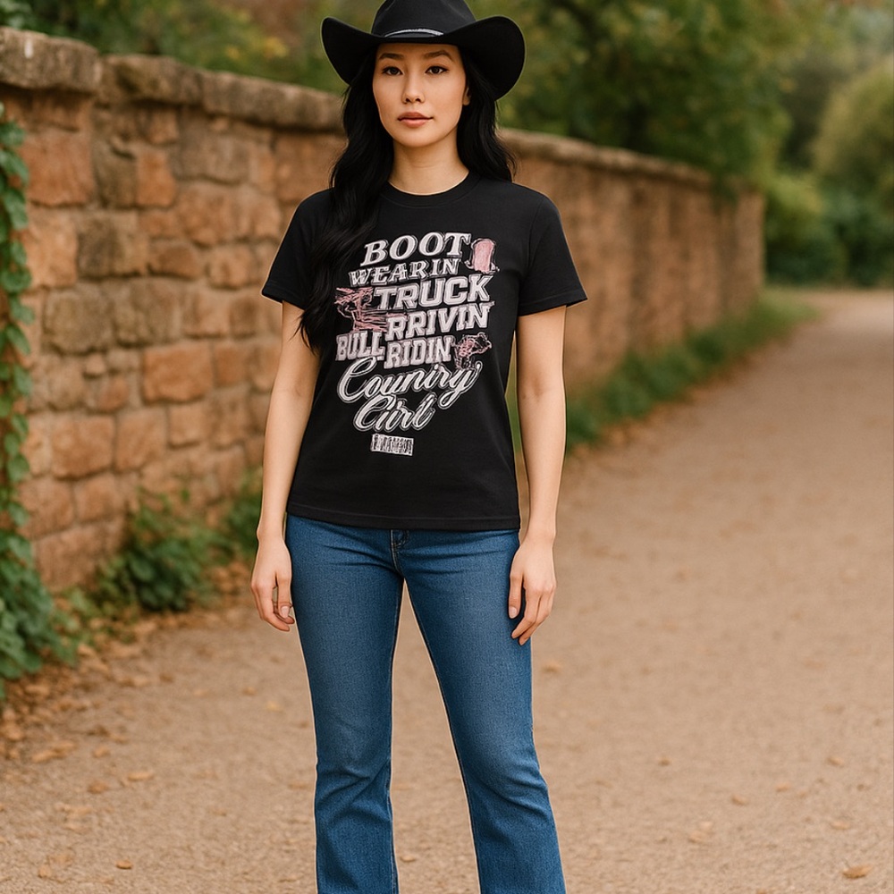 District made black cowgirl T-shirt